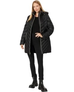 MICHAEL Michael Kors Zip Front Knee Length Chevron Packable M426666BZ | Coats & Outerwear -Daily Shoe Love 61ayJTKoeAL. AC SR736920